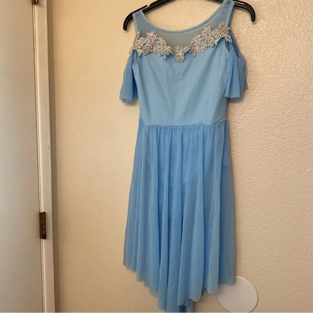 Weissman dance costume lyrical dress leotard blue THE GARDEN 12377 SA adult